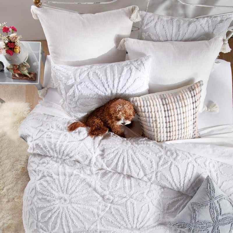 Chenille Medallion Cotton Bedding by Peri Home in White