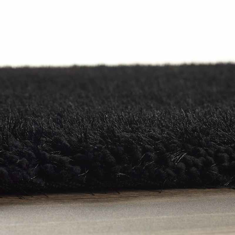 Chicago Shaggy Modern Plain Rugs in Black