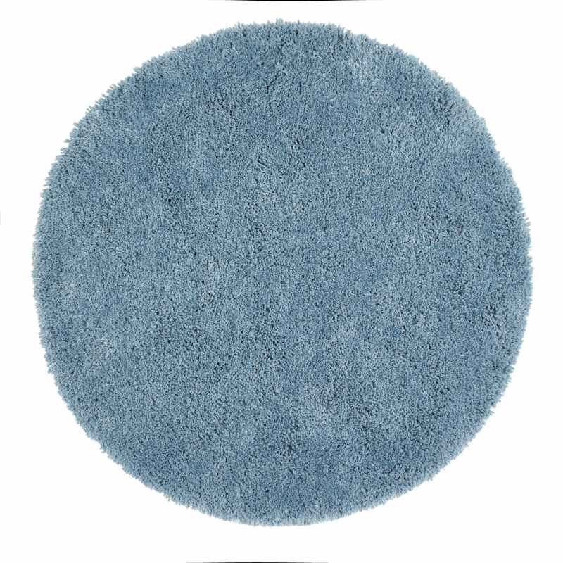Chicago Circle Shaggy Plain Modern Rugs in Duck Egg