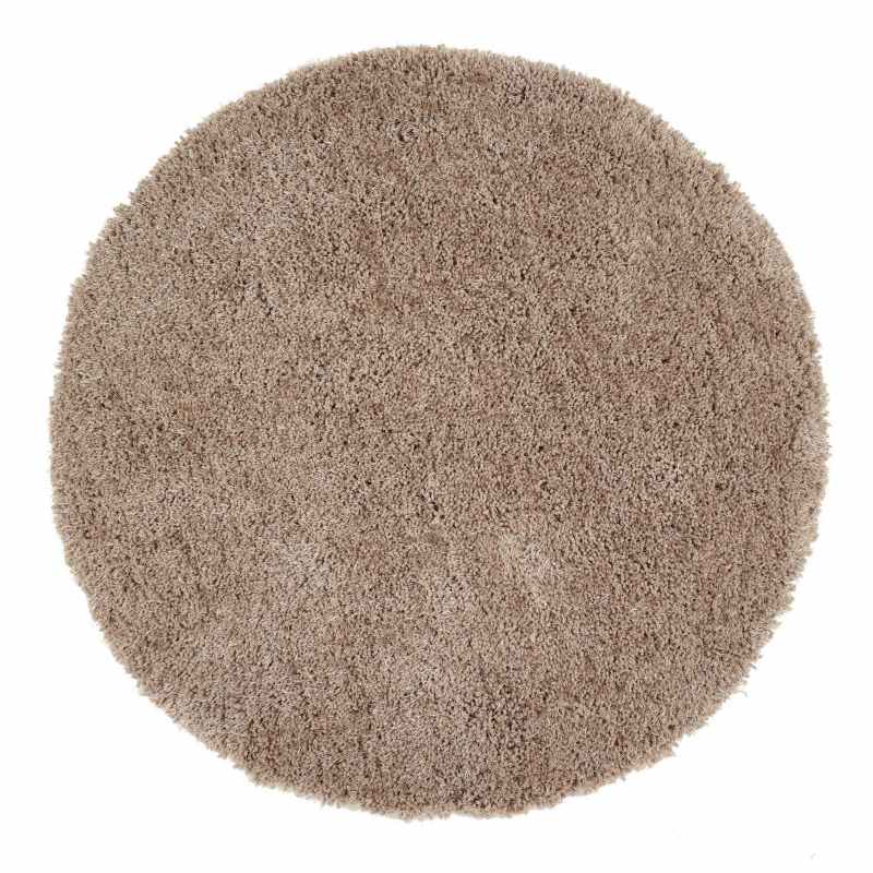 Chicago Circle Shaggy Plain Modern Rugs in Latte