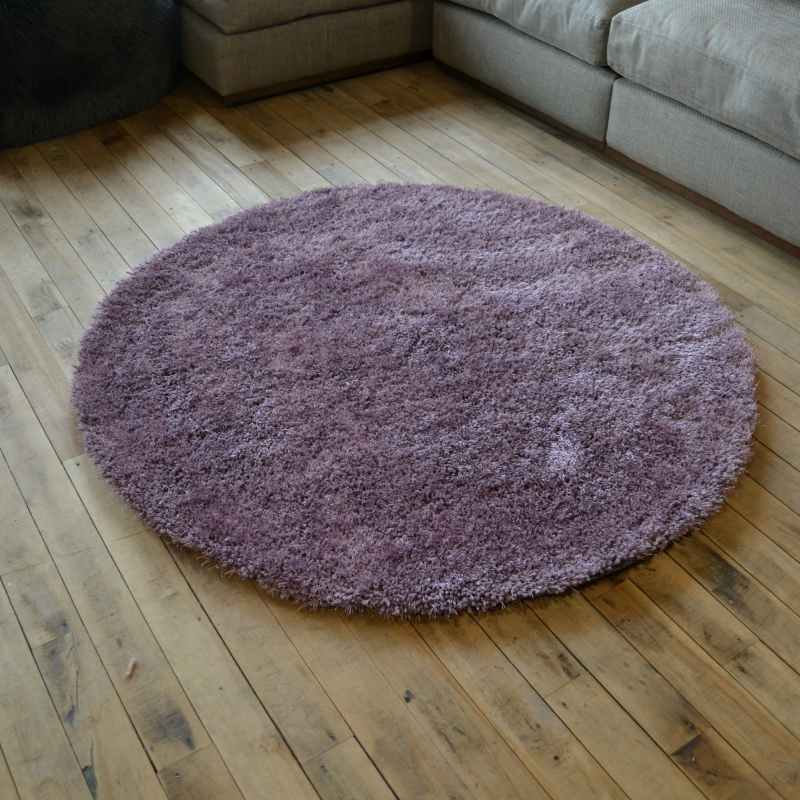 Chicago Circle Shaggy Plain Modern Rugs in Lavender