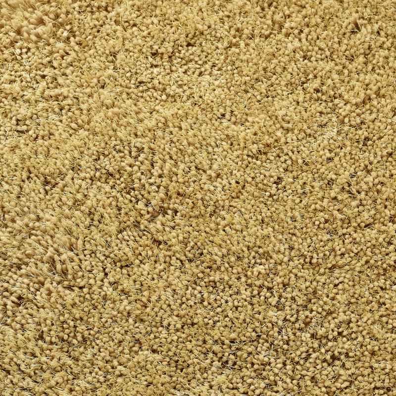 Chicago Circle Shaggy Plain Modern Rugs in Yellow Ochre
