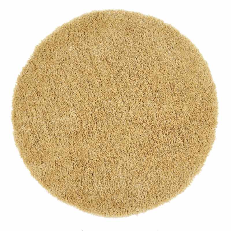 Chicago Circle Shaggy Plain Modern Rugs in Yellow Ochre