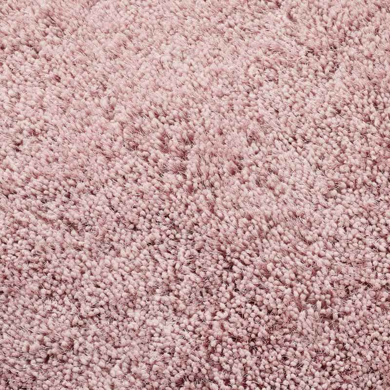 Chicago Circle Shaggy Plain Modern Rugs in Rose Pink