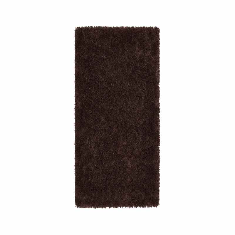 Chicago Shaggy Modern Plain Runner Rugs in Chocolate