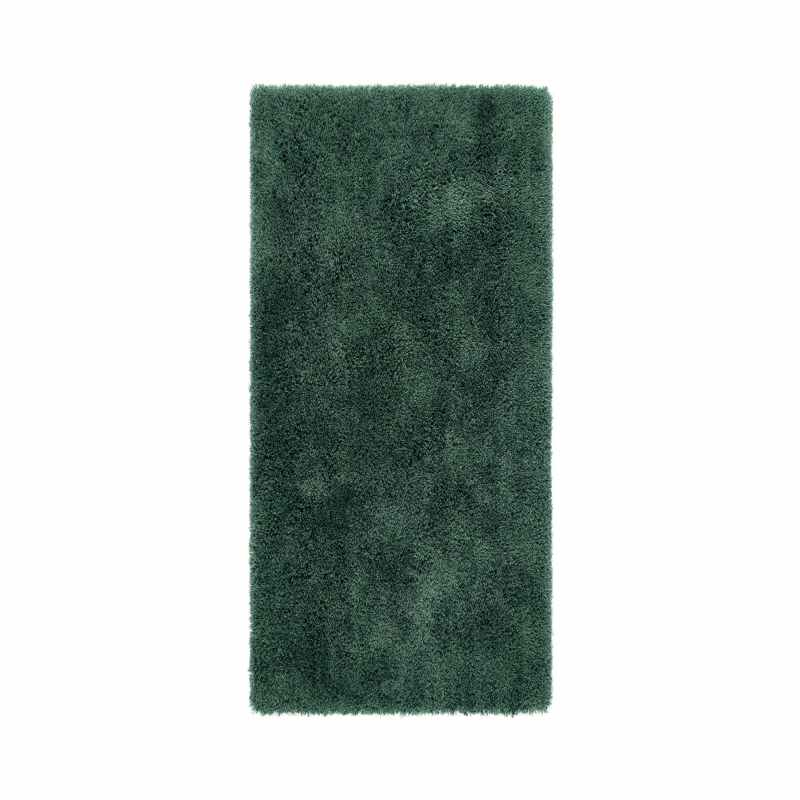 Chicago Shaggy Modern Plain Runner Rugs in Forest Green