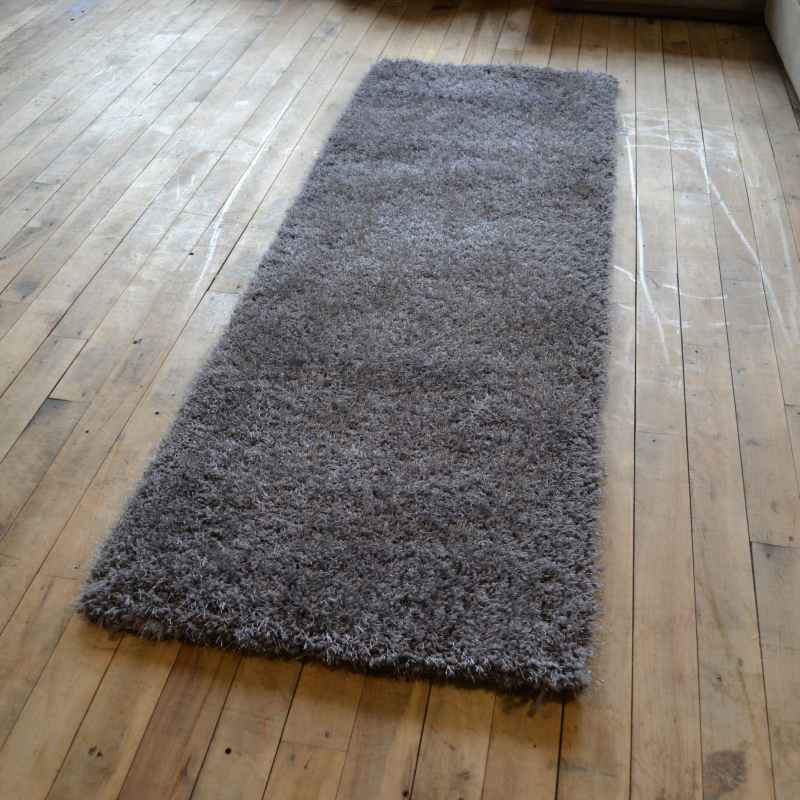 Chicago Shaggy Modern Plain Runner Rugs in New Grey