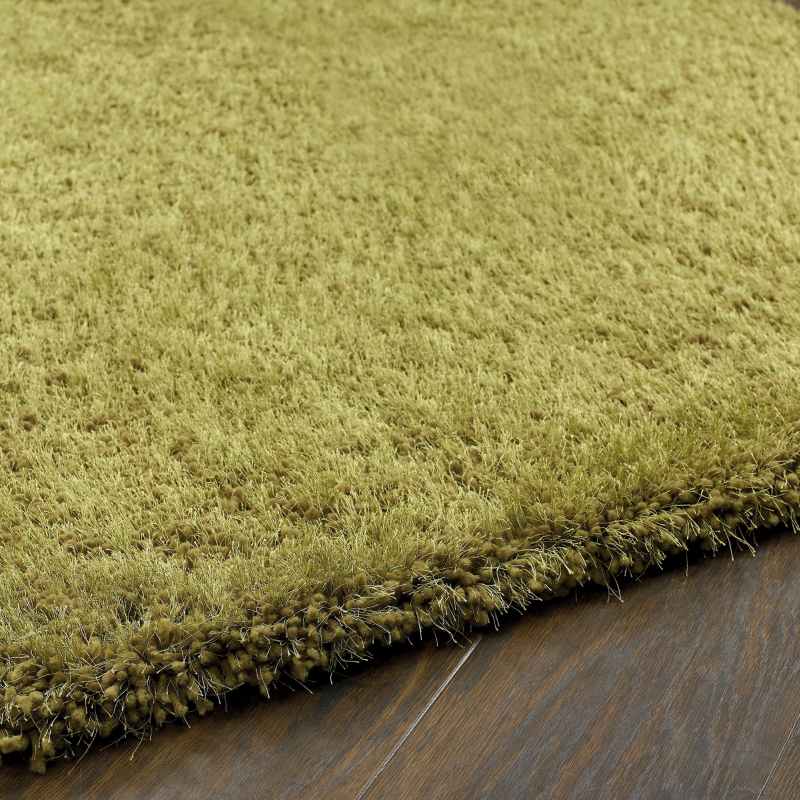 Chicago Shaggy Modern Plain Runner Rugs in Olive