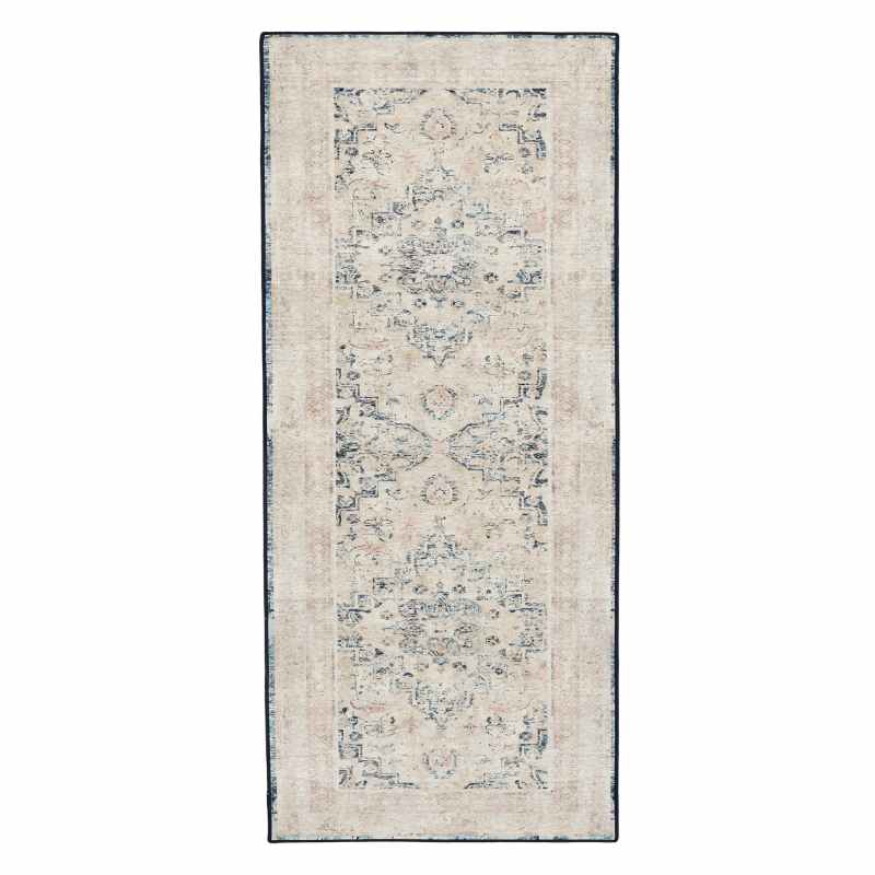 Classical Blue Eco Washable Traditional Runner Rugs by Hug Rug in Blue