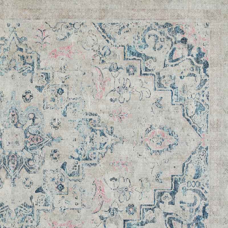 Classical Blue Eco Washable Traditional Runner Rugs by Hug Rug in Blue