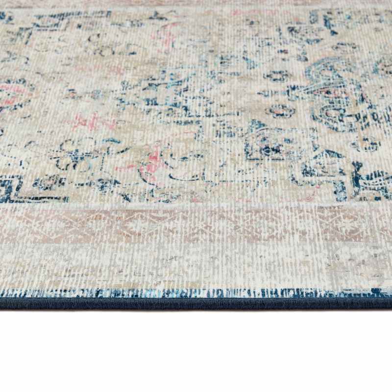 Classical Blue Eco Washable Traditional Runner Rugs by Hug Rug in Blue