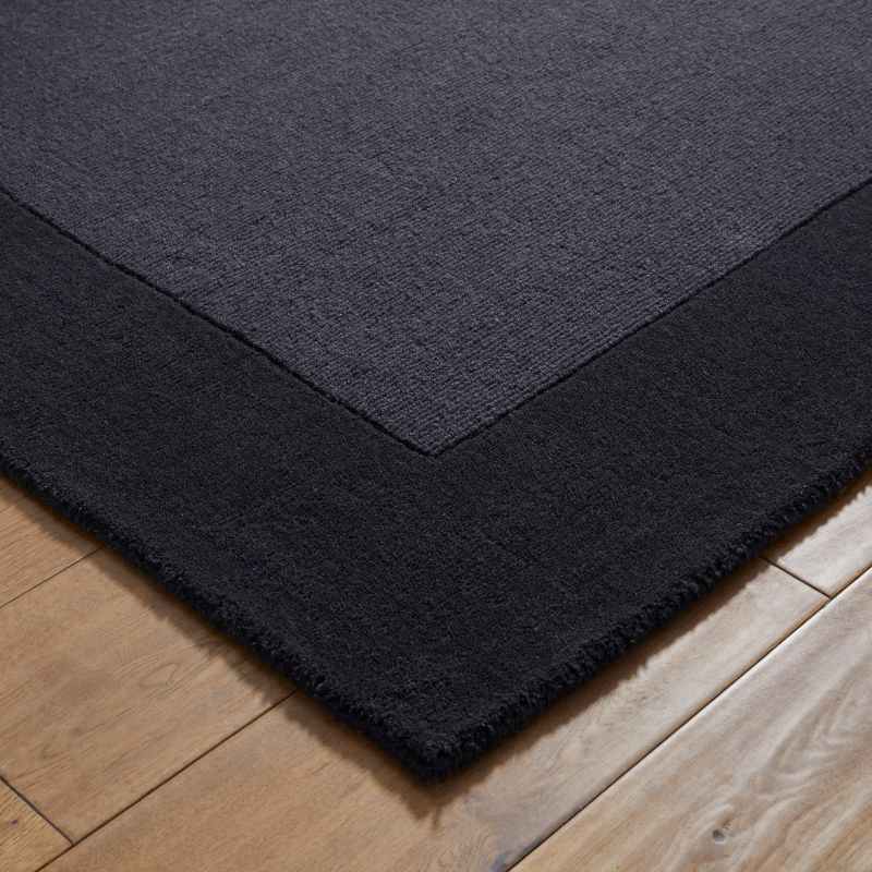 Colours Bordered Wool Rug in Charcoal Grey