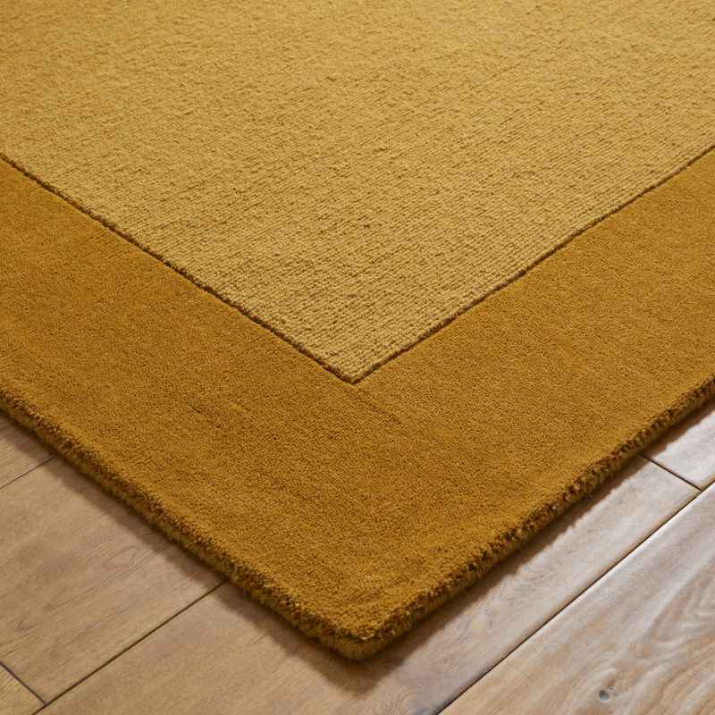Colours Bordered Wool Rug in Mustard Yellow
