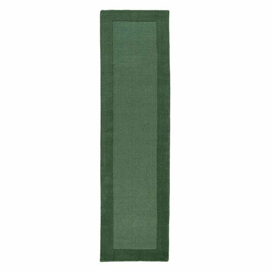 Colours Bordered Wool Runner Rug in Green