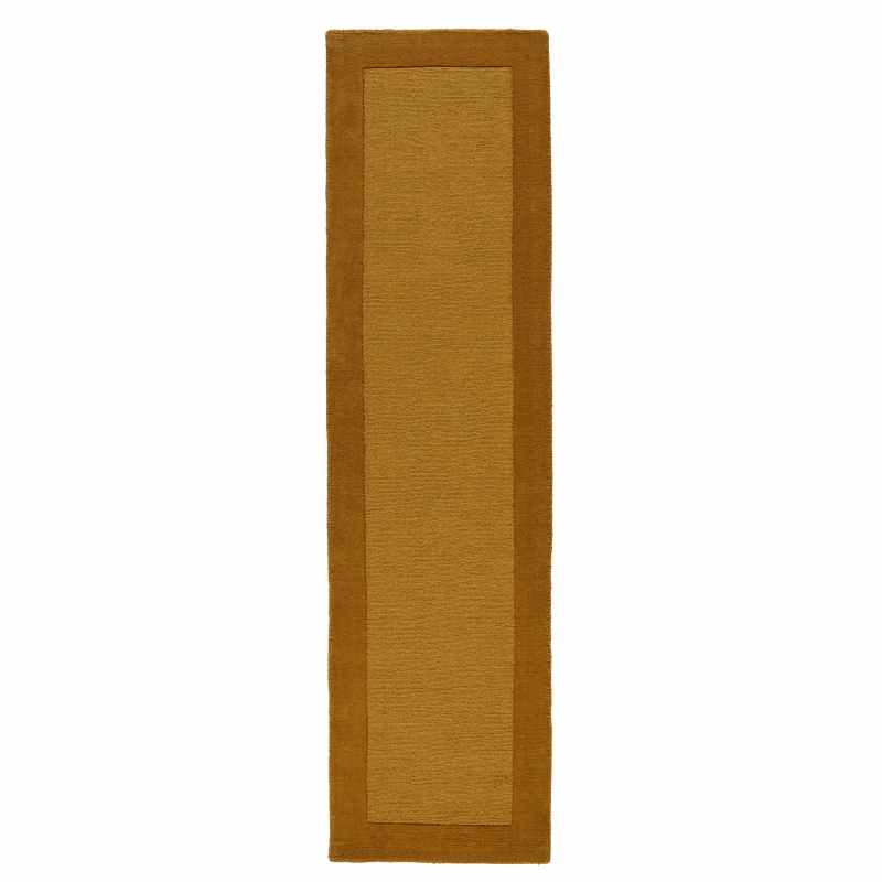 Colours Bordered Wool Runner Rug in Mustard Yellow