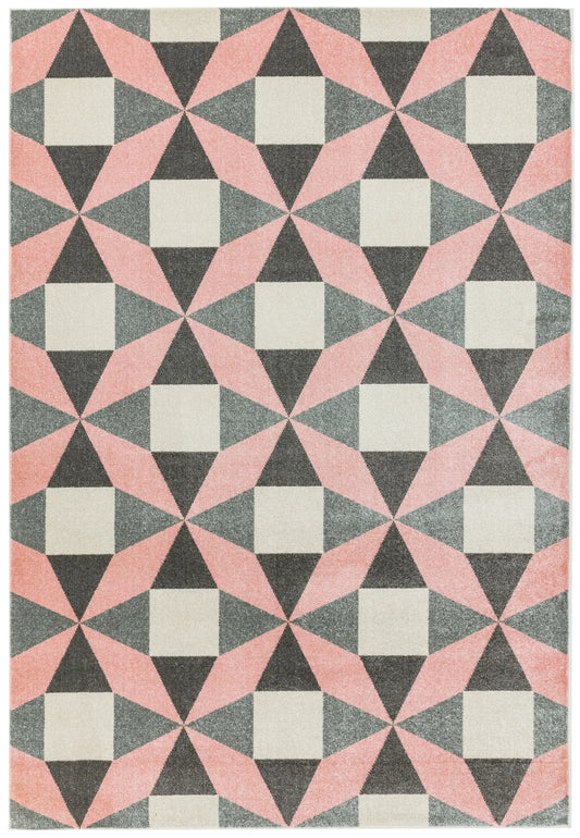 Asiatic colt cl15 fan pink Pink Living Room Geometric Rug.