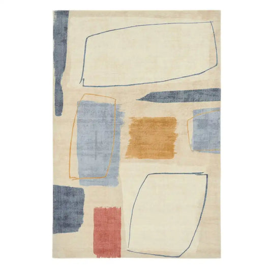 Scion scion screen printed composition amber 023701 Grey, Beige, Multicoloured Living Room Geometric Rug.
