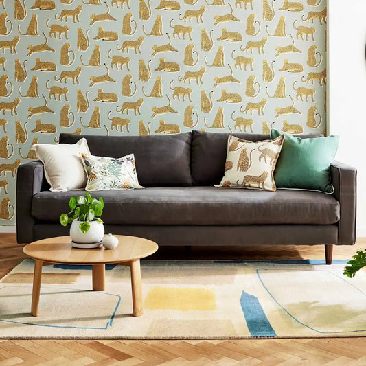 Scion scion screen printed composition papaya 023706 Grey, Beige, Multicoloured Living Room Geometric Rug.