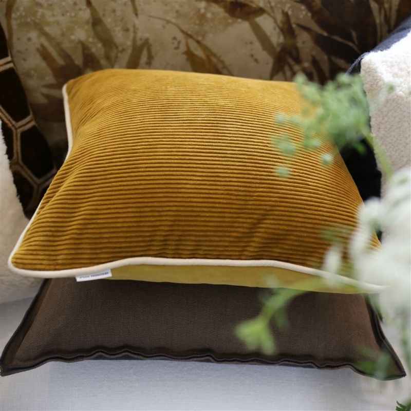 Corda Velvet Cushion by Designers Guild in Olive Green