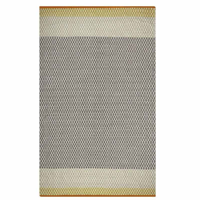 Indoor Outdoor Geometric Flatweave Cortez Rugs in Saffron Yellow by Designers Guild