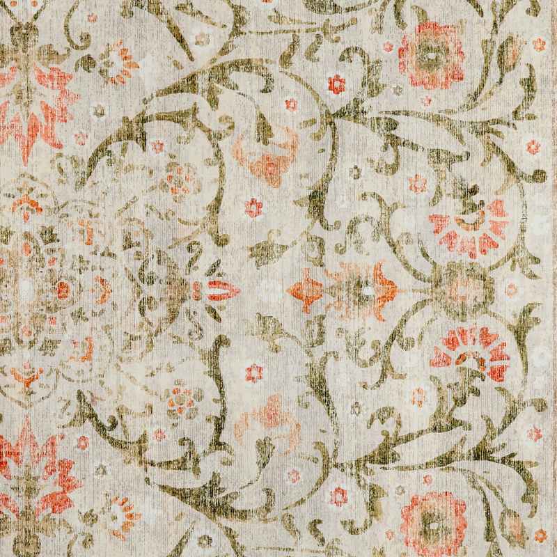 Country Paisley Eco Washable Traditional Runner Rugs by Hug Rug in Orange