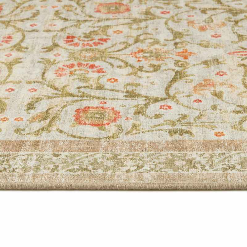 Country Paisley Eco Washable Traditional Runner Rugs by Hug Rug in Orange