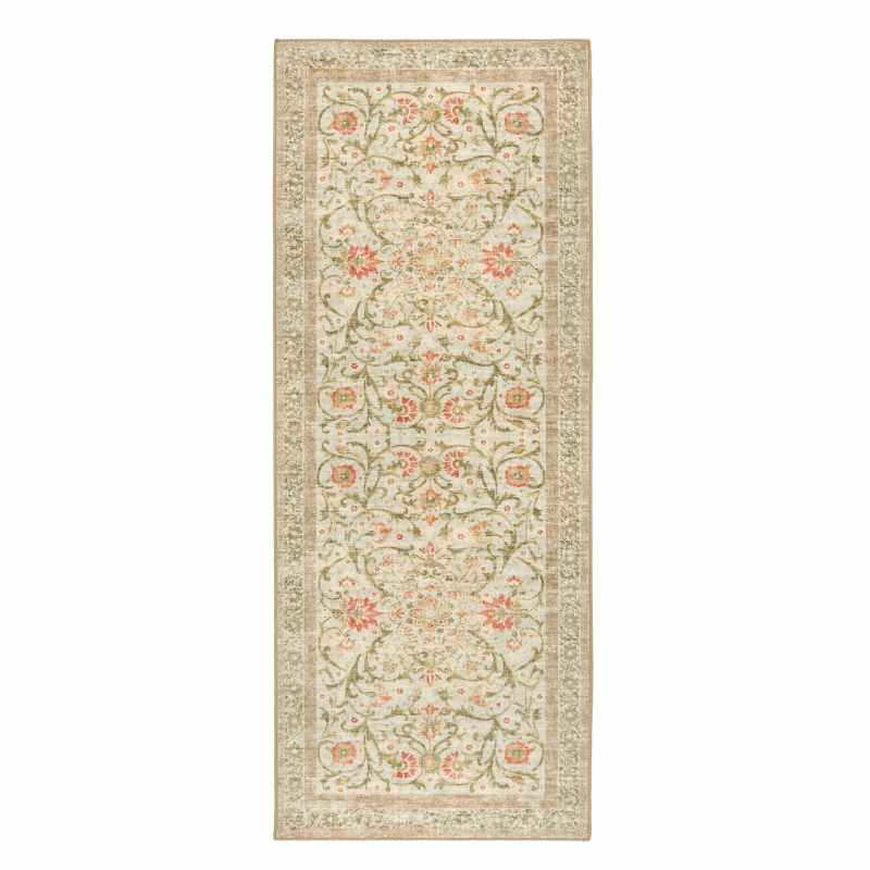 Country Paisley Eco Washable Traditional Runner Rugs by Hug Rug in Orange