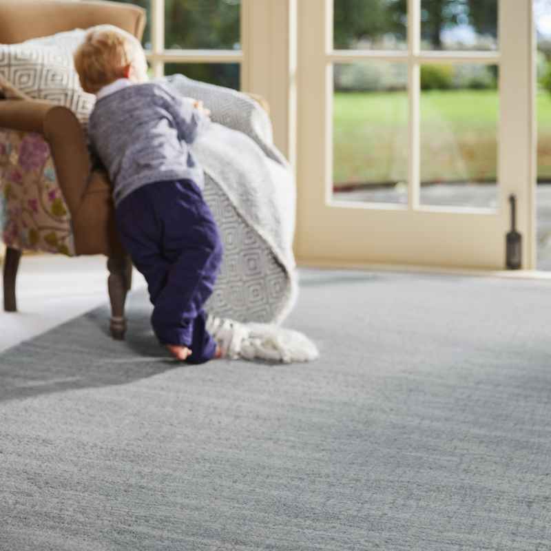 Country Tweed Plain Wool Rugs in Sea Mist Grey