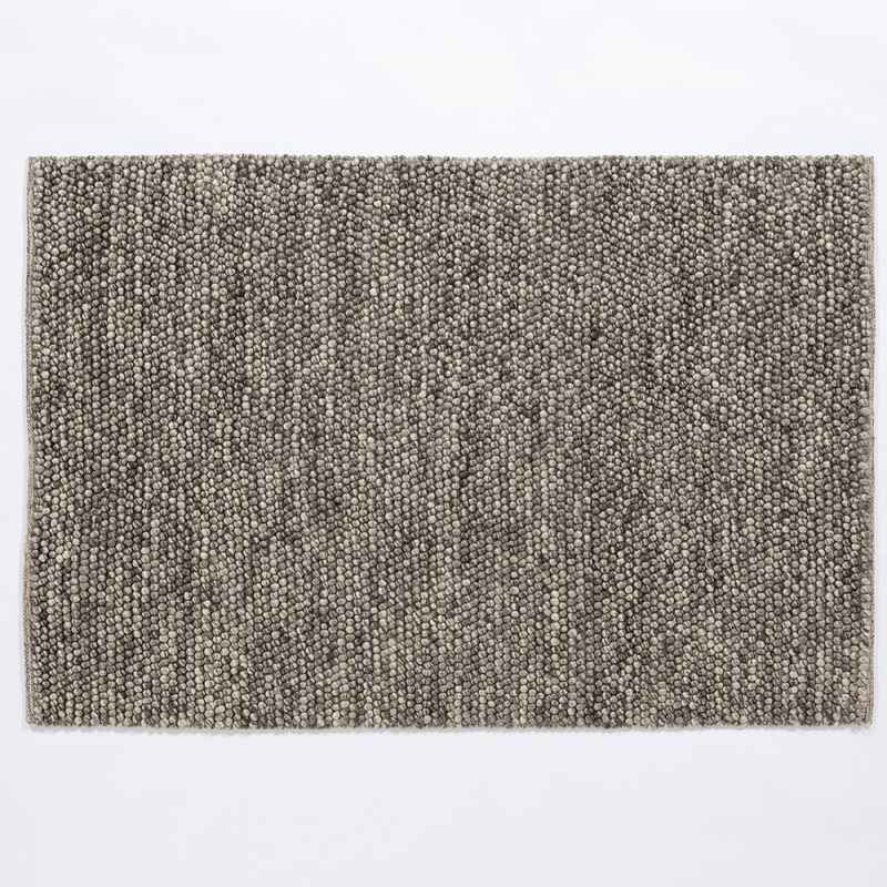 Delilah Mayfair Motted Pebble Wool Rugs in Grey Black