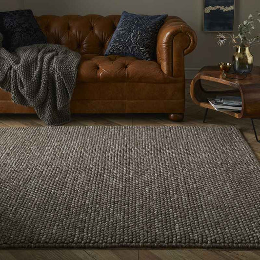 Delilah Mayfair Motted Pebble Wool Rugs in Taupe
