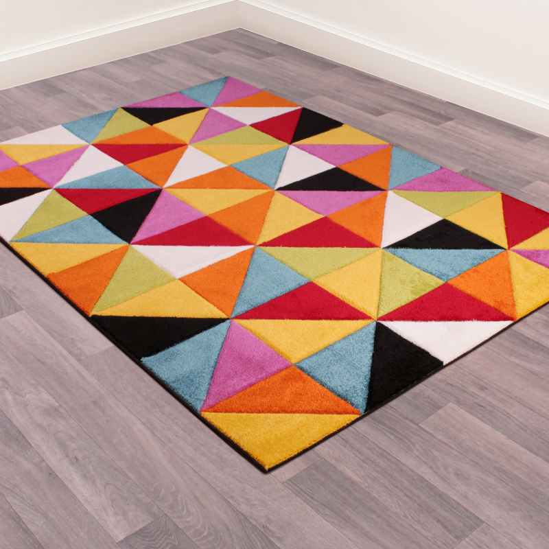 Spectra Destin Carved Geometric Modern Rugs in Multi