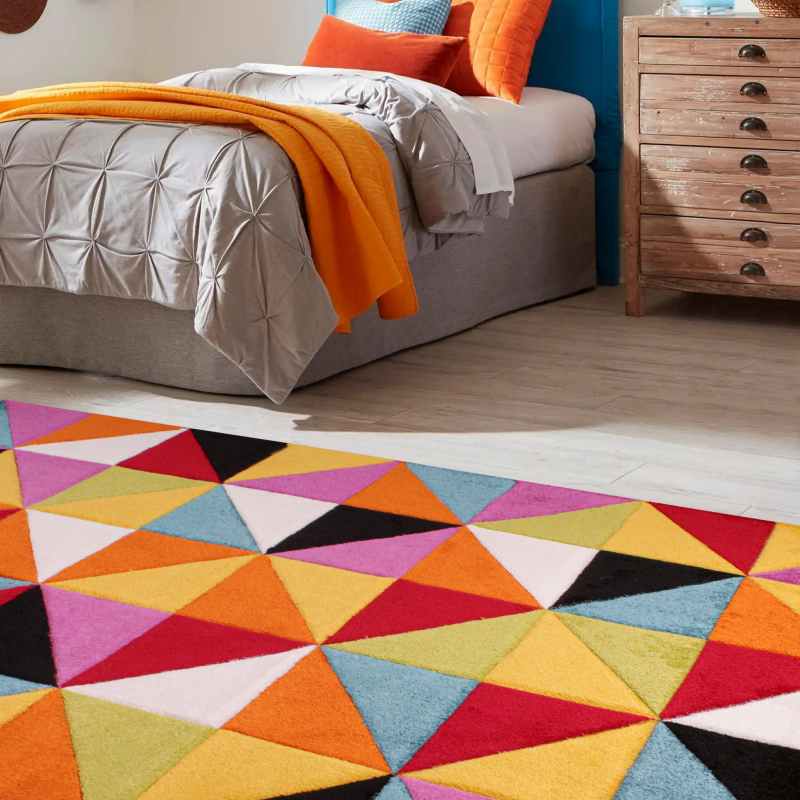 Spectra Destin Carved Geometric Modern Rugs in Multi