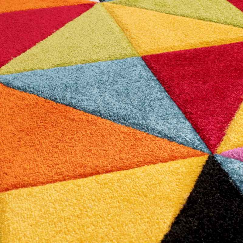 Spectra Destin Carved Geometric Modern Runner Rugs in Multi