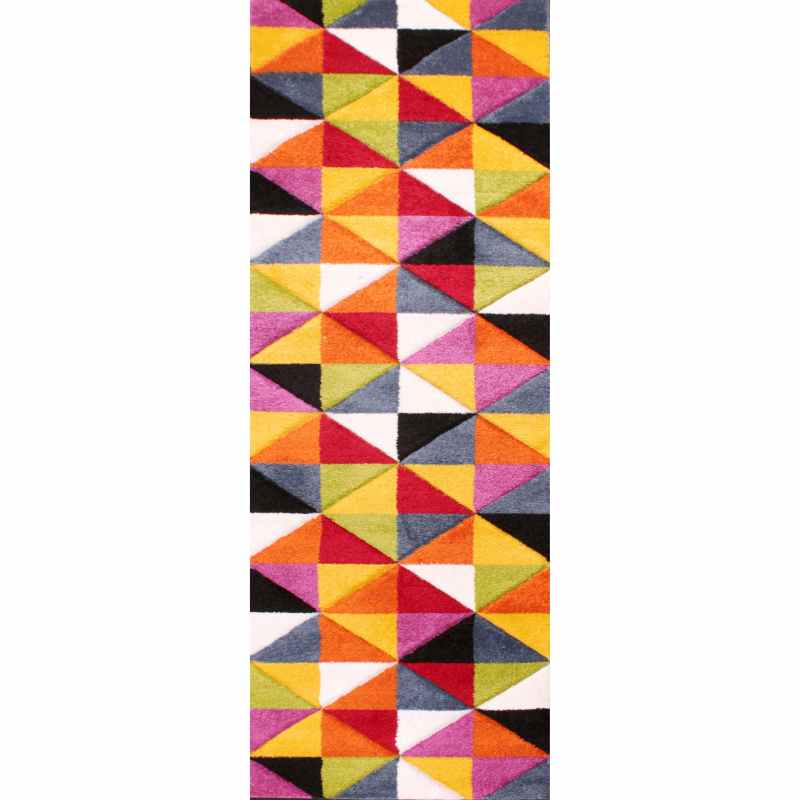 Spectra Destin Carved Geometric Modern Runner Rugs in Multi
