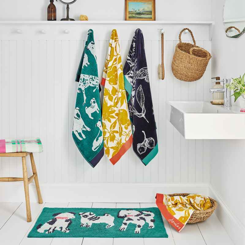 Dogs Of Welland Cotton Towels by Joules in Green