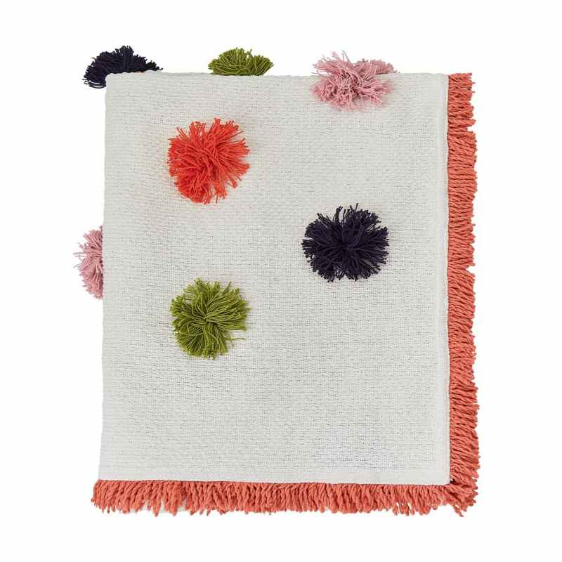 Early Riser Pom Pom Woven Throw by Joules in Multi