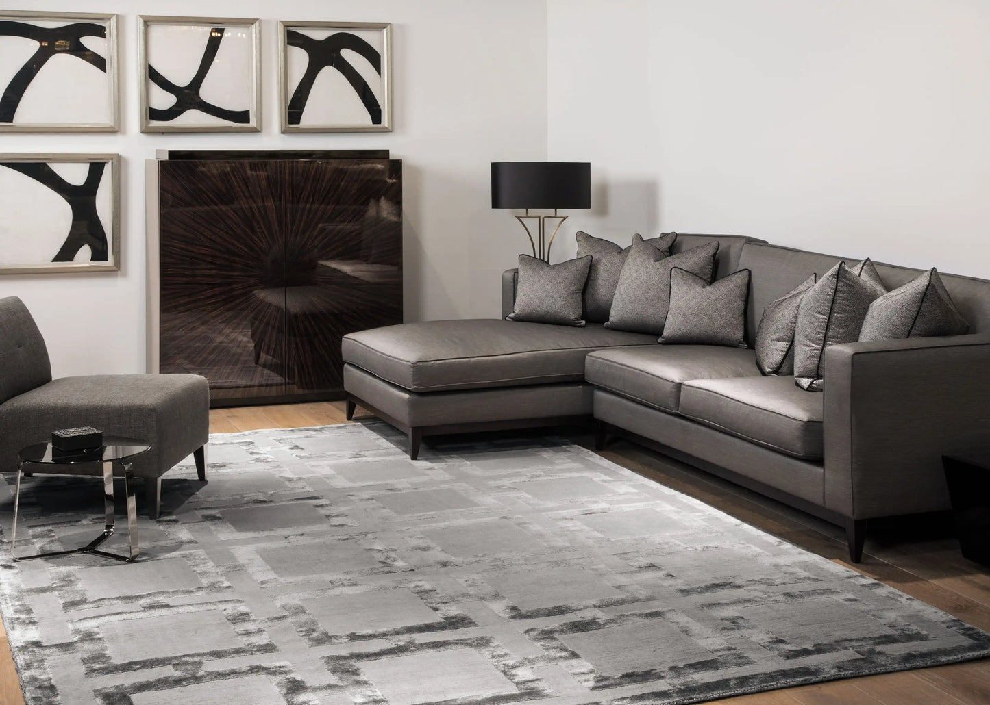 Asiatic eaton steel Grey Living Room Geometric Rug.