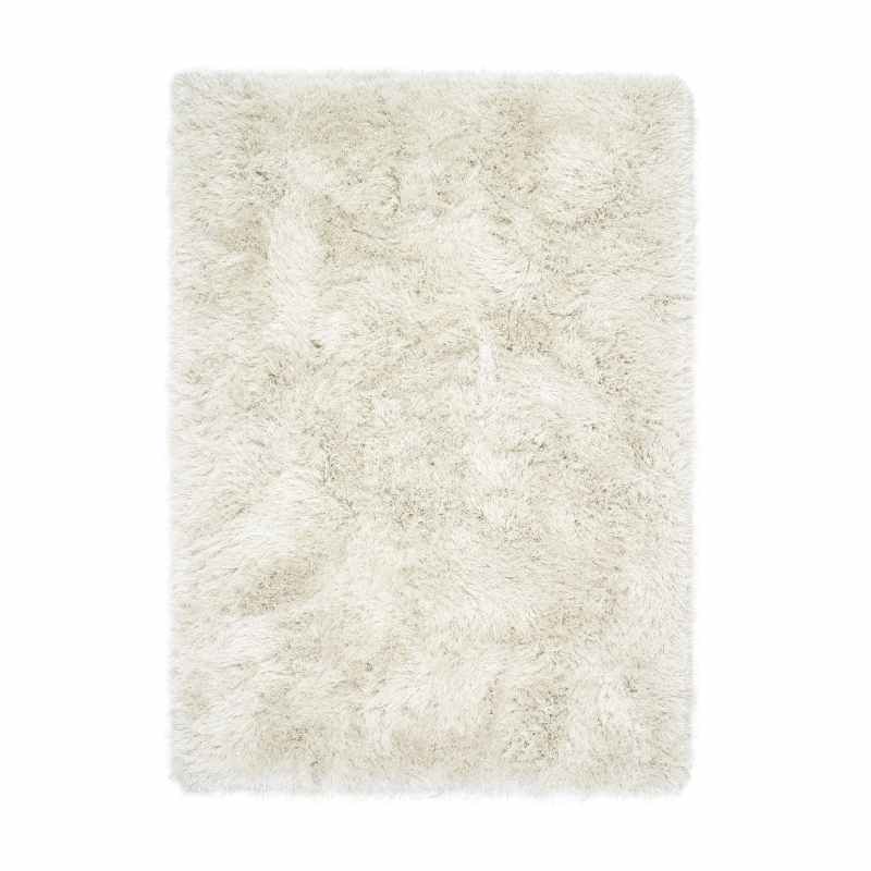 Extravagance Shaggy Modern Plain Rugs in Ivory