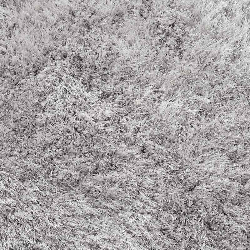 Extravagance Shaggy Modern Plain Rugs in Silver