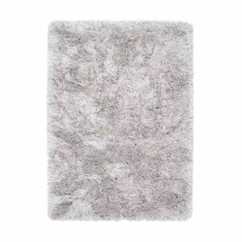 Extravagance Shaggy Modern Plain Rugs in Silver