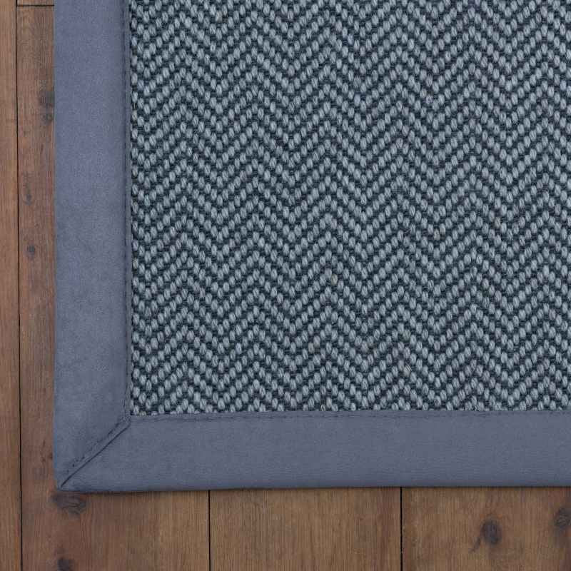 FWC Herringbone Witching Natural Fibre Sisal Rugs With Faux Suede Border