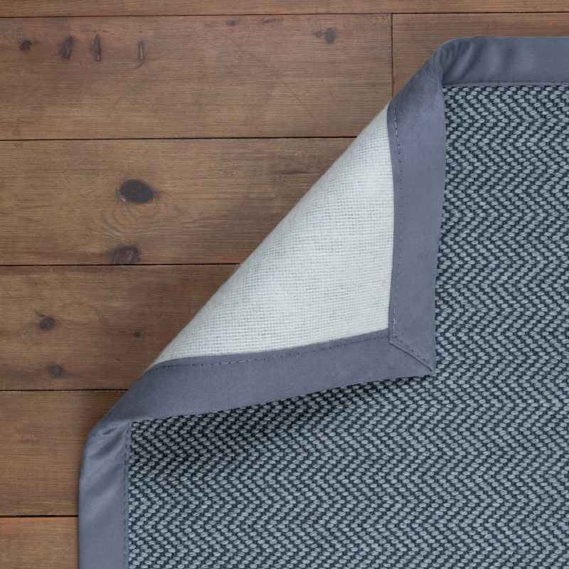 FWC Herringbone Witching Natural Fibre Sisal Rugs With Faux Suede Border