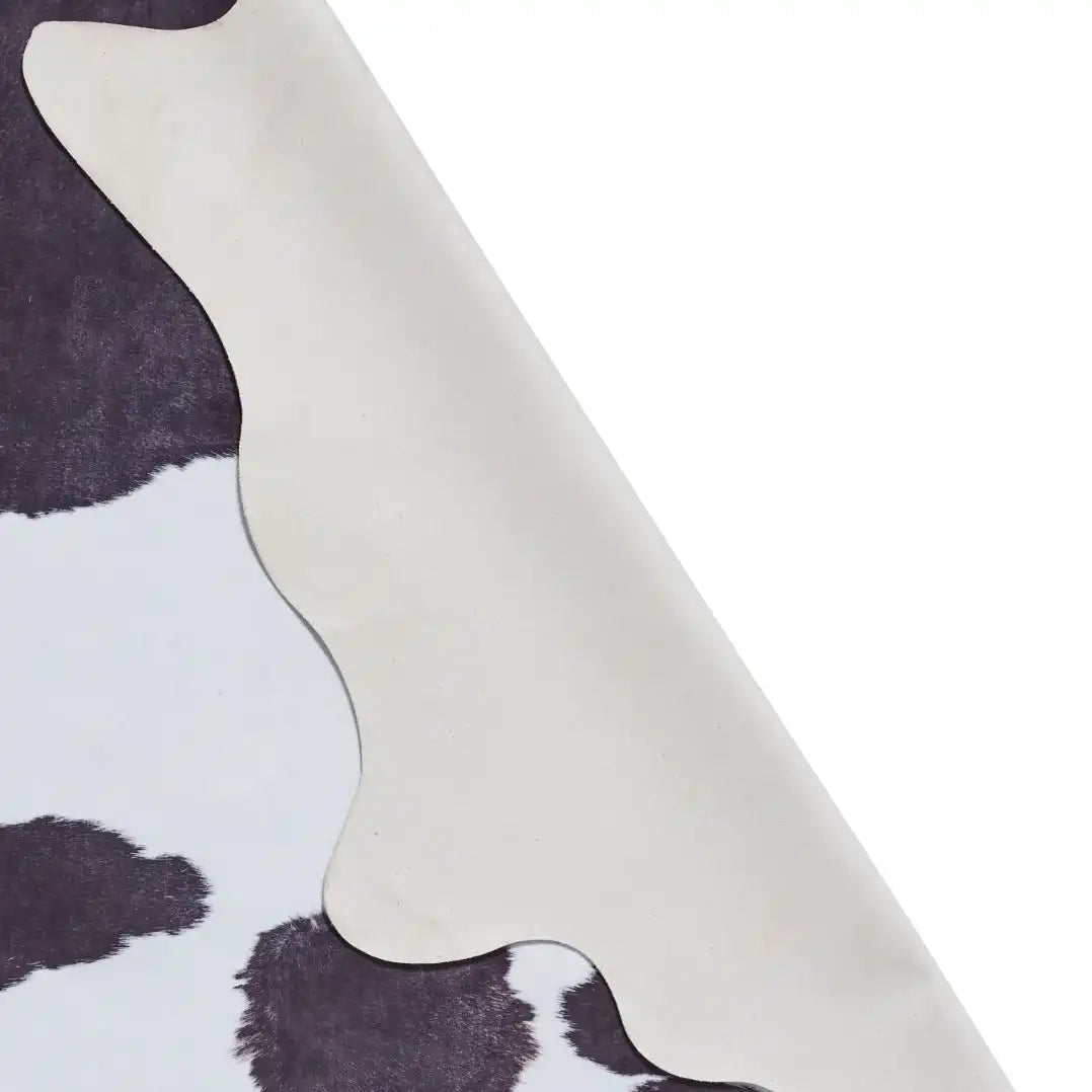 Faux Animal Print Cow Print Black And White Rug RS