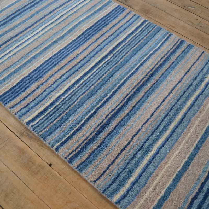Origins Fine Stripes Wool Hallway Runner Rugs in Blue