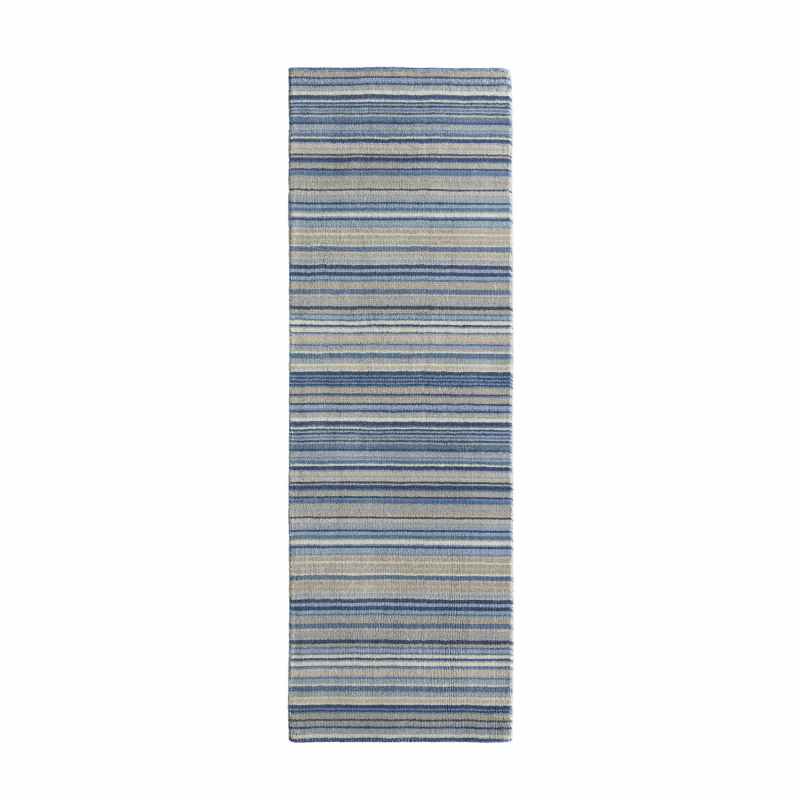 Origins Fine Stripes Wool Hallway Runner Rugs in Blue