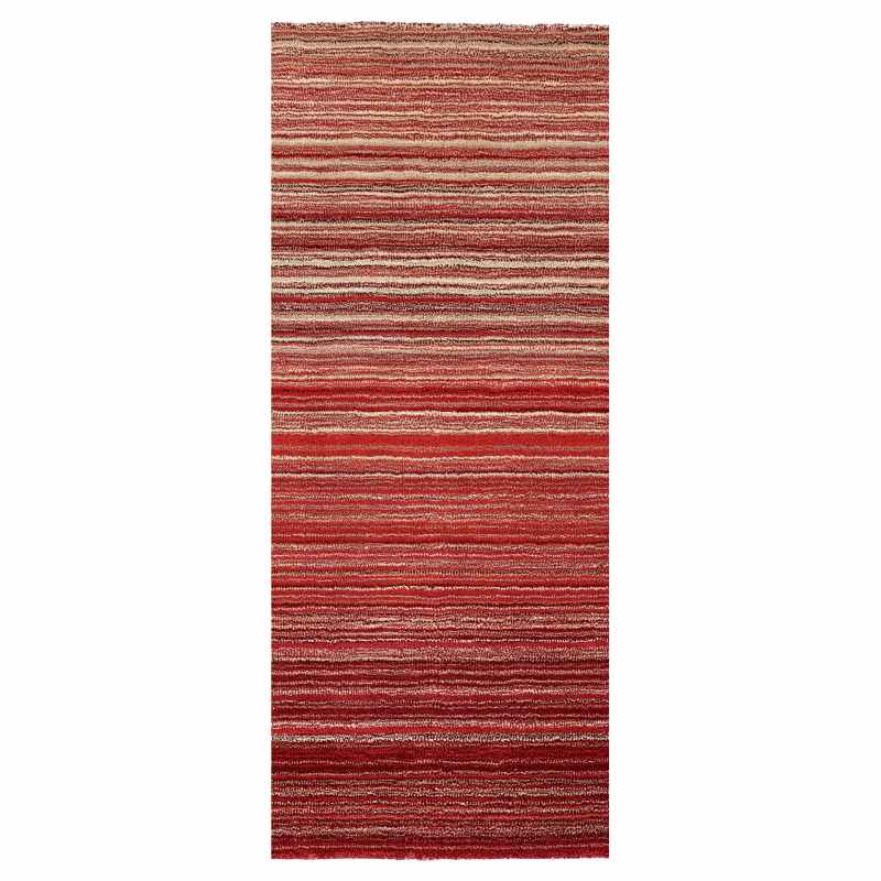 Origins Fine Stripes Wool Hallway Runner Rugs in Red