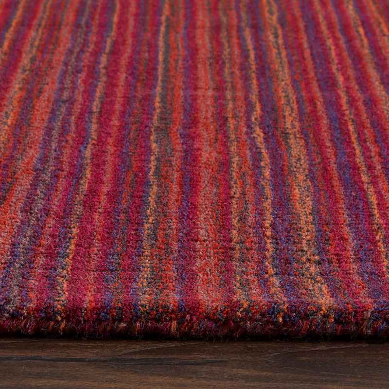 Origins Fine Stripes Wool Hallway Runner Rugs in Purple Pink