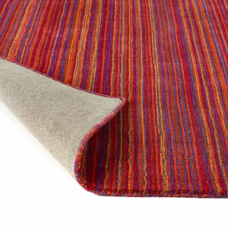 Origins Fine Stripes Wool Hallway Runner Rugs in Purple Pink