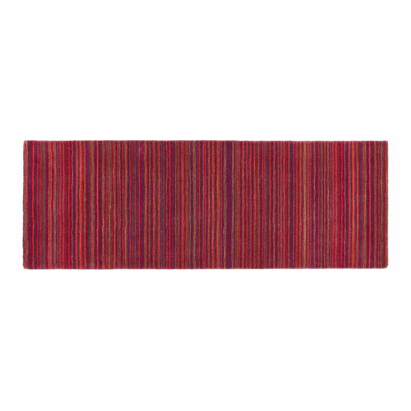 Origins Fine Stripes Wool Hallway Runner Rugs in Purple Pink