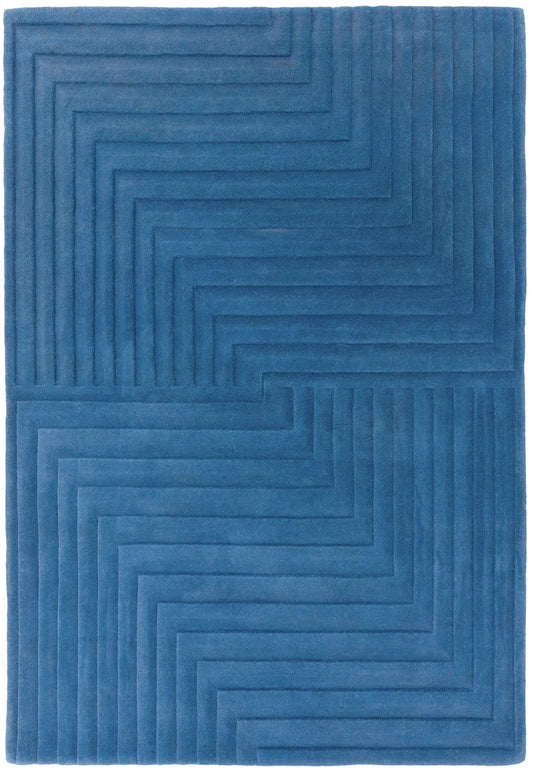 Asiatic form blue Blue  Wool Rug.